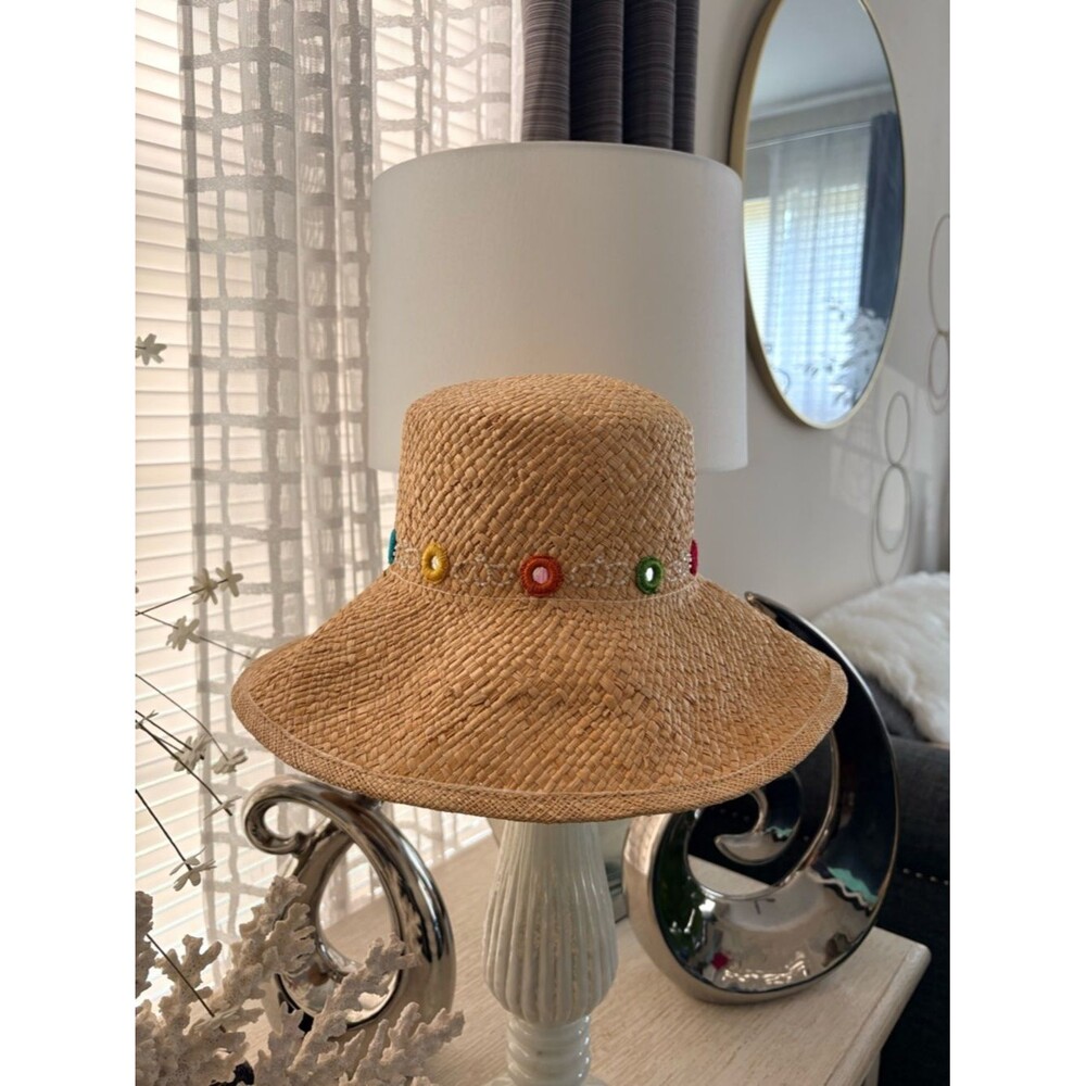VTG Liz Claiborne Embellished Sequin Straw Hat